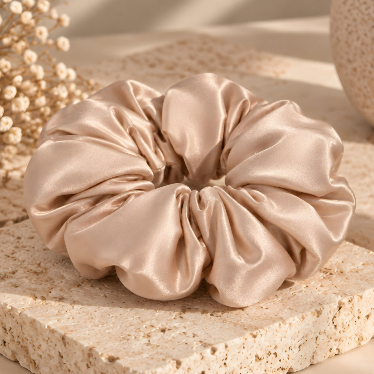 XXL OVERSIZED SATIN SCRUNCHIE- CHAMPAGNE