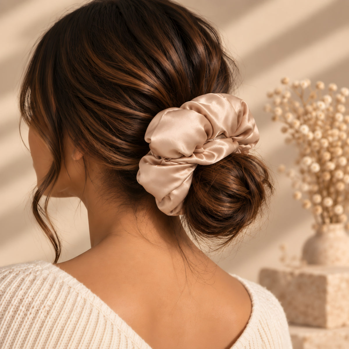 XXL OVERSIZED SATIN SCRUNCHIE- CHAMPAGNE