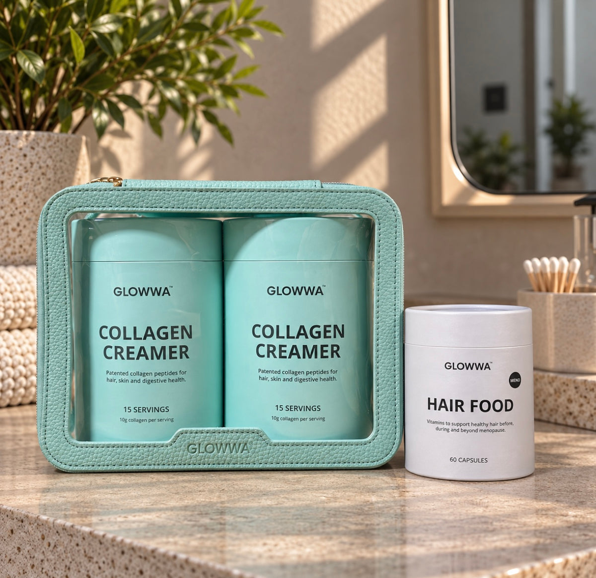 GLOWWA Meno Hair & Collagen Set Products Worth £115.97 | Set Price £100.97 | YOU SAVE £15 + FREE BAG