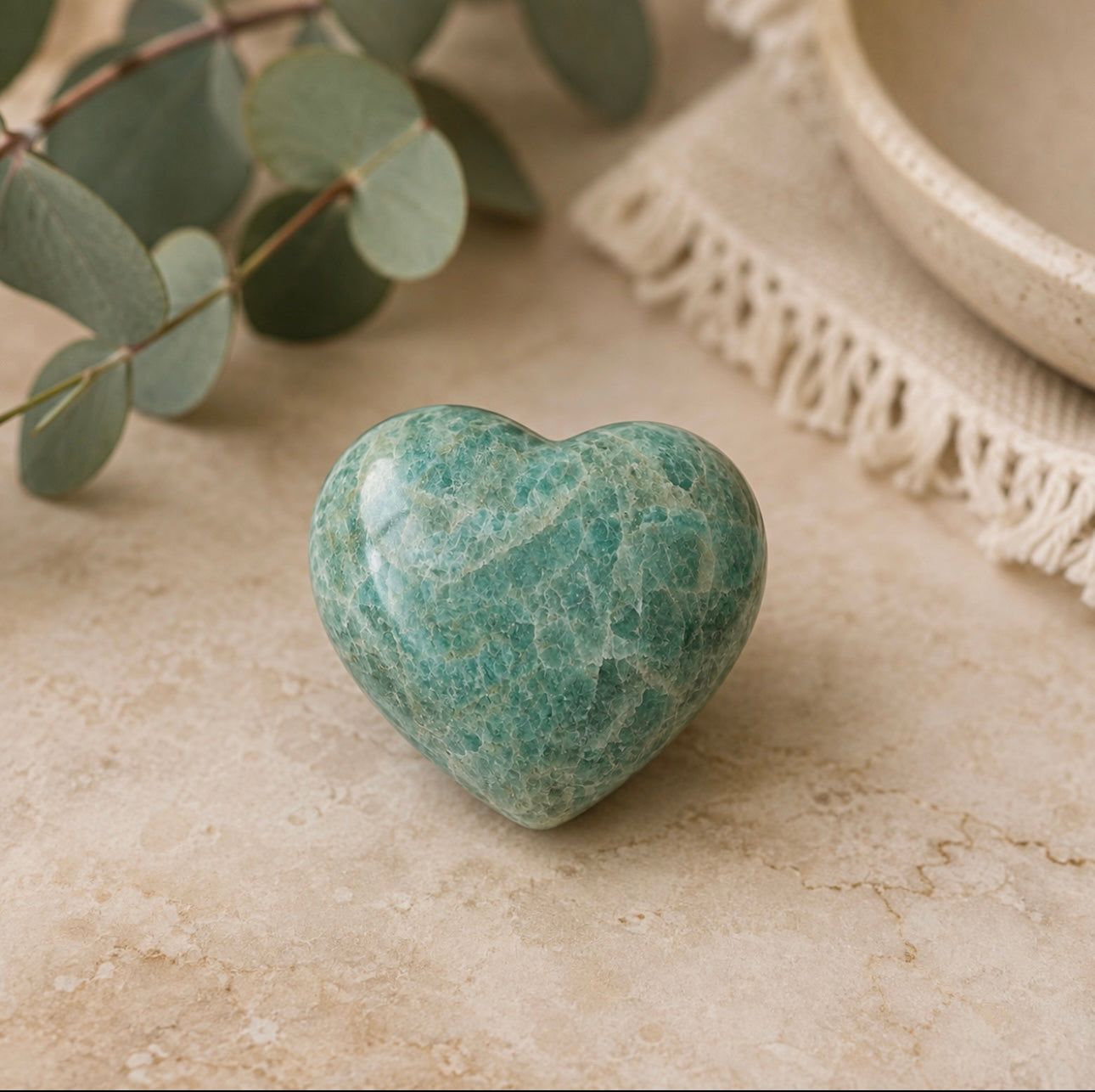 Amazonite Crystal Heart – Calm & Communication
