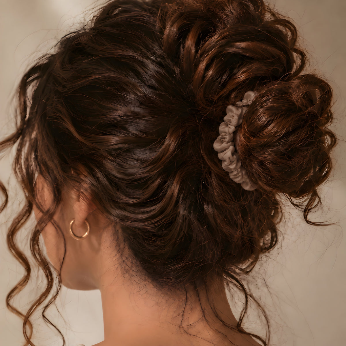 SMALL SATIN SCRUNCHIES - 
EARTH NEUTRALS