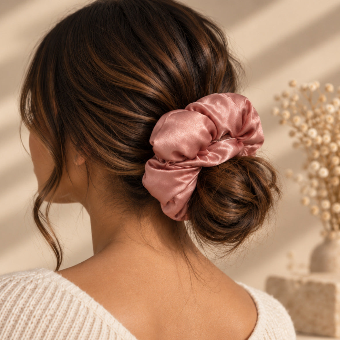 XXL OVERSIZED SATIN SCRUNCHIE - DUSTY ROSE