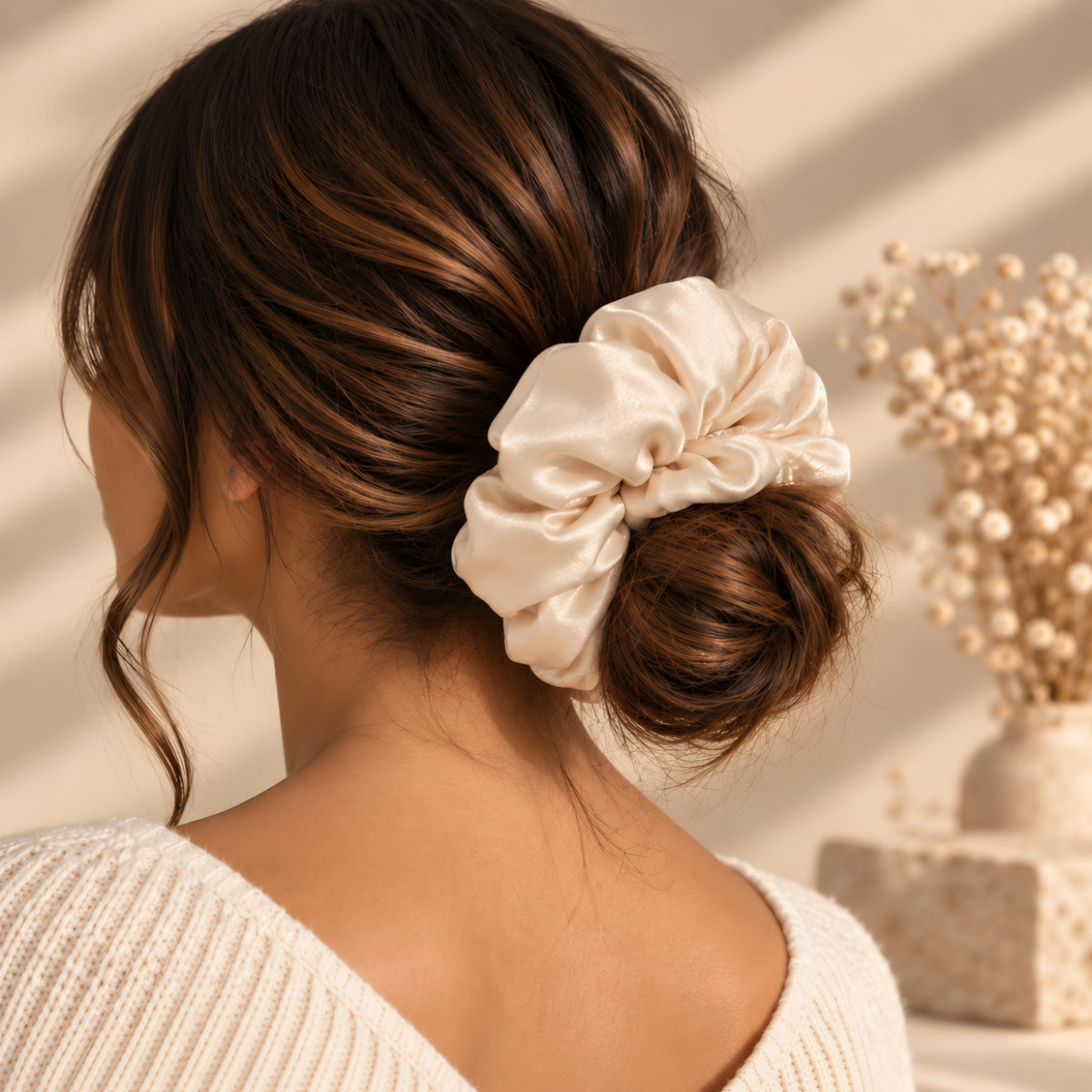 XXL OVERSIZED SATUN SCRUNCHIE - CREAM
