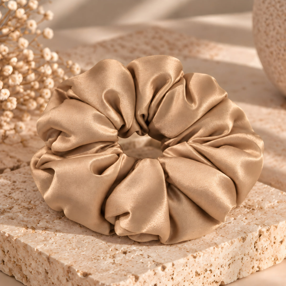 XXL OVERSIZED SATIN SCRUNCHIE - CARAMEL