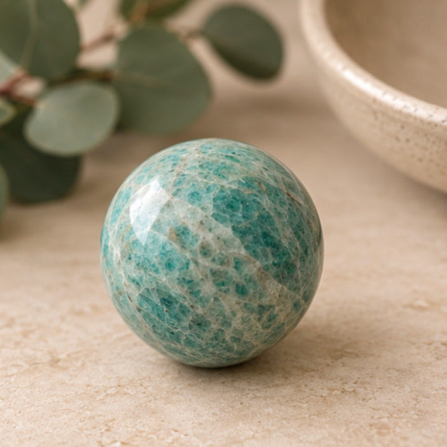 Amazonite Crystal Sphere – Calm, Balance & Communication