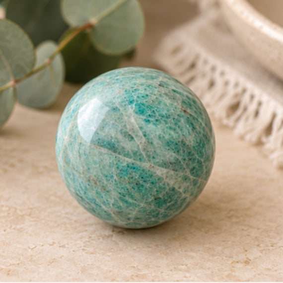 Amazonite Crystal Sphere – Calm, Balance & Communication