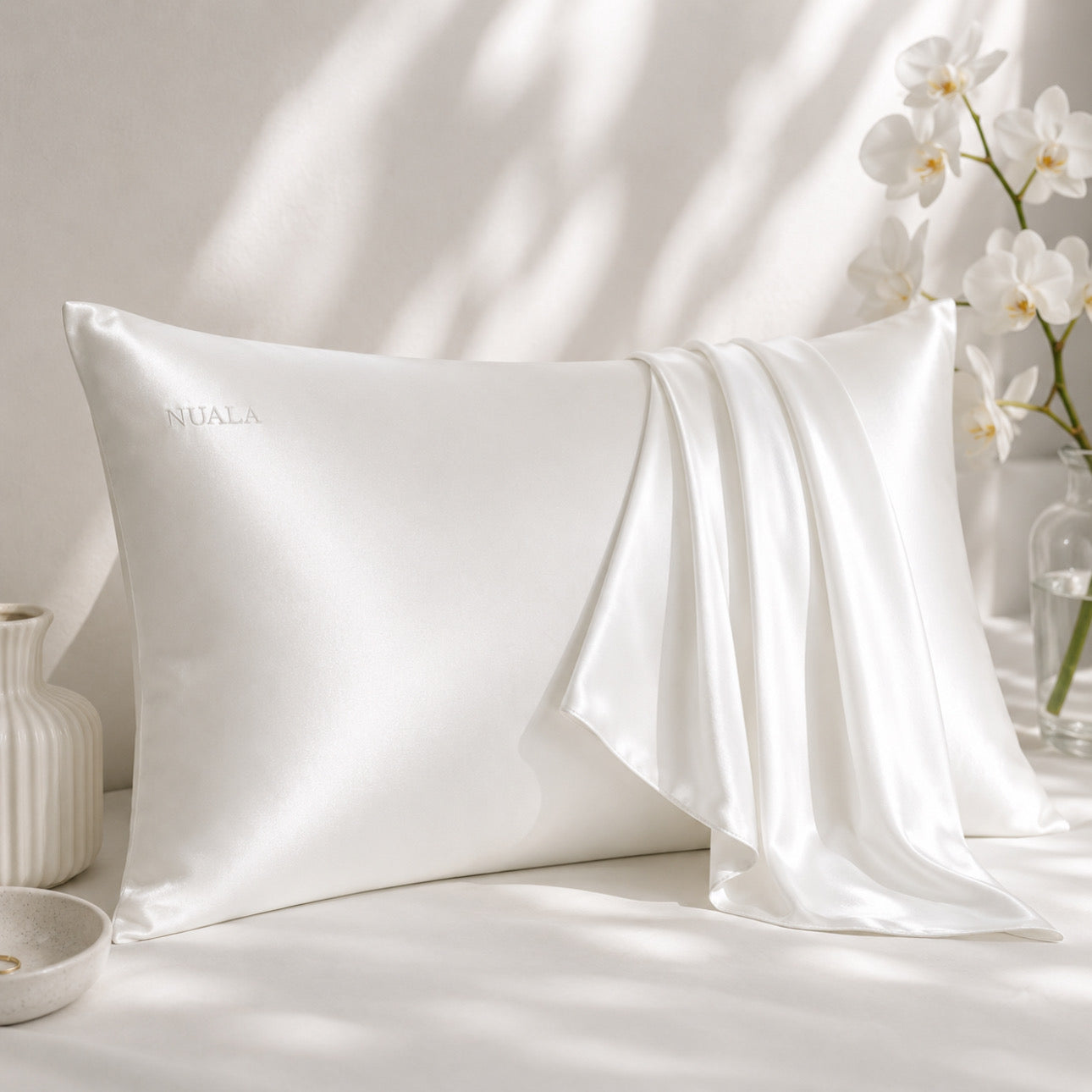 Silk Pillow Case White Orchid