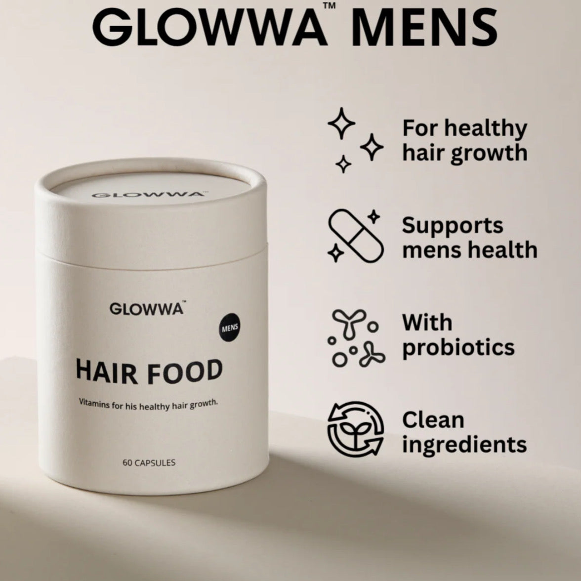 GLOWWA HAIR FOOD | MENS 3 MONTH SUPPLY GREY